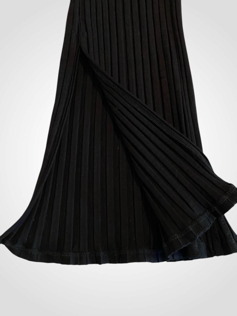 Eileen Fisher Black Ribbed Wide-Leg Cropped Pants with Side Slits NWOT Size M - Picture 10 of 14